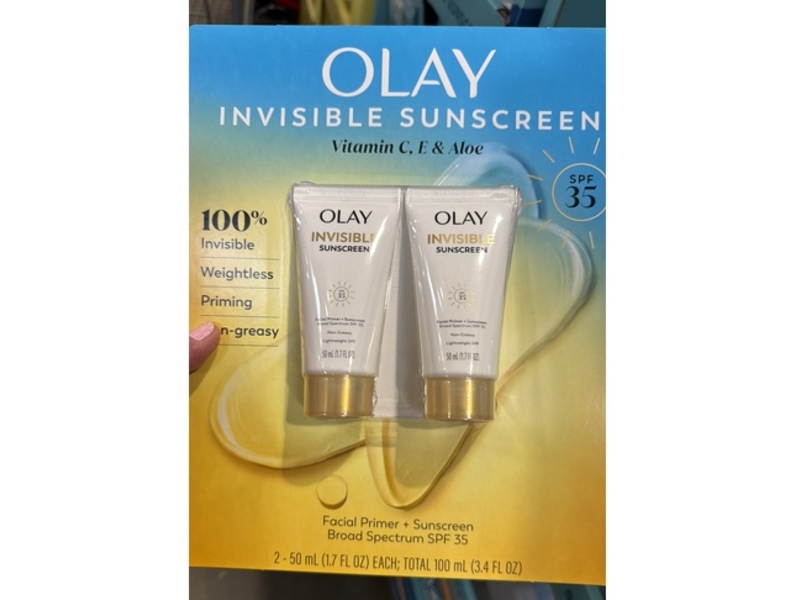 Olay Invisible Facial Primer + Sunscreen, Vitamin C, E & Aloe, SPF 35, 3.4 fl oz/100 mL