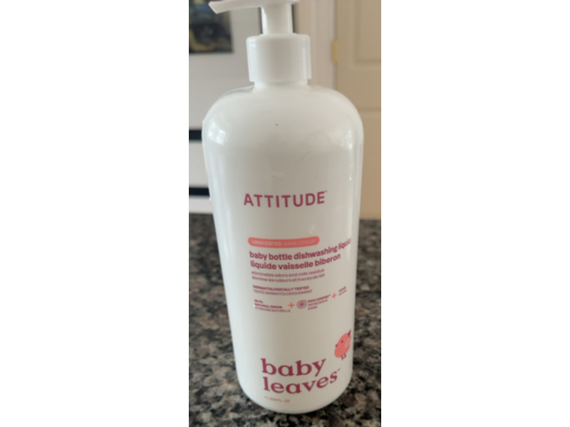 Attitude Baby Bottle Dishwashing Liquid, Unscented, 33.8 fl oz/1 L