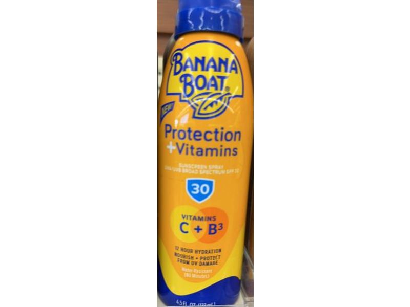 Banana Boat Protection + Vitamins Sunscreen Spray, SPF 30, 4.5 fl oz/133 mL