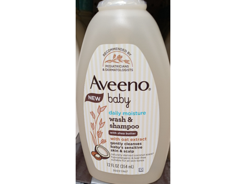 Aveeno Baby Daily Moisturizing Wash & Shampoo, Shea Butter & Oat Extract, 12 fl oz/354 mL