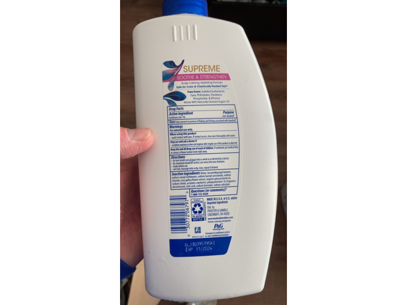 Head & Shoulders Supreme Shampoo, Argan Oil & Rose Essence, 28.2 fl oz/835 mL