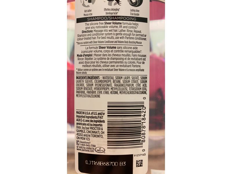 Pantene Pro-V Sheer Volume Shampoo, 30.4 fl oz/900 mL