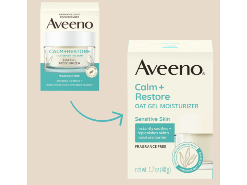 Aveeno Calm + Restore Oat Gel Moisturizer, Fragrance Free, 0.5 oz/14 g