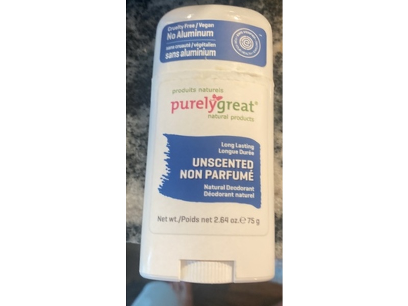 Purely Great Natural Deodorant, Unscented, 2.64 fl oz/75 g