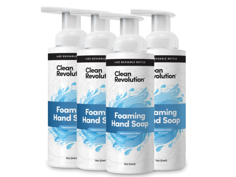 Clean Revolution Foaming Hand Soap, Fragrance Free, 14 oz/414 mL, Pack Of 4