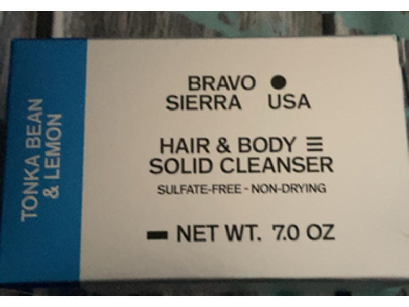 Bravo Sierra Hair & Body Solid Cleanser, Tonka Bean & Lemon, 7 oz