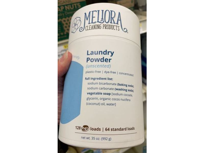 Meliora Cleaning Products Laundry Powder, Unscented, 128 Loads, 35 oz/992 g
