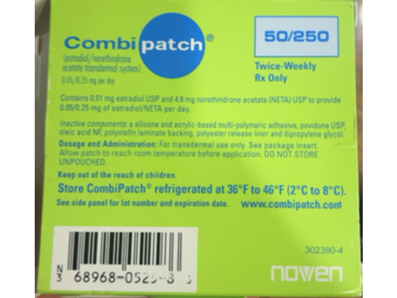 Combi Patch Estradiol/Norethindrone Acetate Transdermal System, 8 Count, Nowen (Rx)