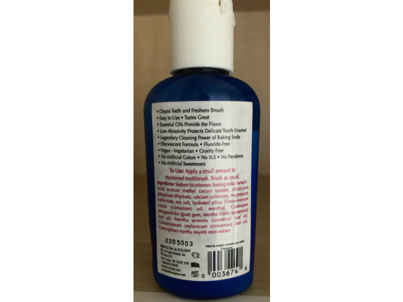 Eco-Dent Daily Care Baking Soda Toothpowder, Cinnamon, 2 oz/56 g