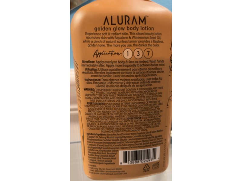 Aluram Clean Beauty Golden Glow Body Lotion, 18 fl oz/530 mL