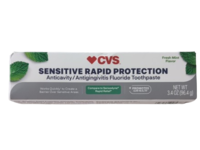 CVS Sensitive Rapid Protection Anticavity Fluoride Toothpaste, Fresh Mint, 3.4 oz/96.4 g - thumbnail 1