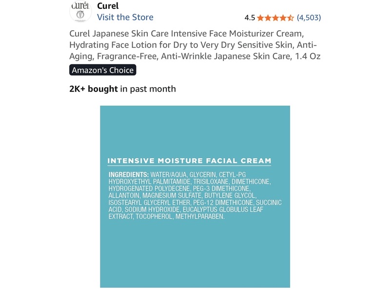 Curel Intensive Moisture Facial Cream, 1.4 oz/40 g