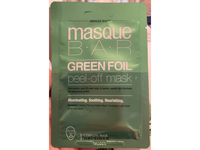 masque B.A.R Green Foil Facial Peel Off Mask, 0.4 fl oz/12 mL, Pack Of 6