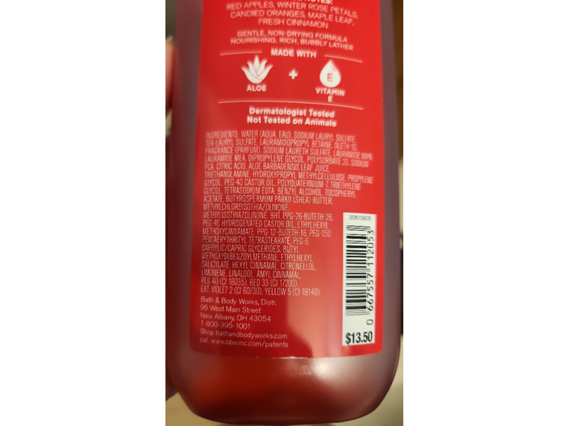 Bath And Body Works Winter Candy Apple Shower Gel, Aloe + Vitamin E, 10 fl oz/295 mL