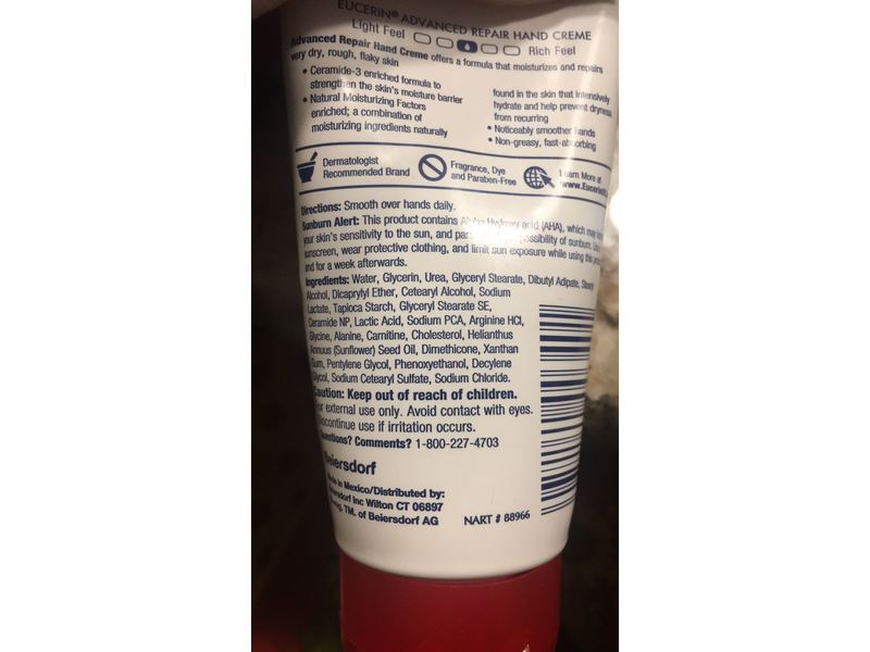 Eucerin Advanced Repair Hand Creme, 2.7 oz