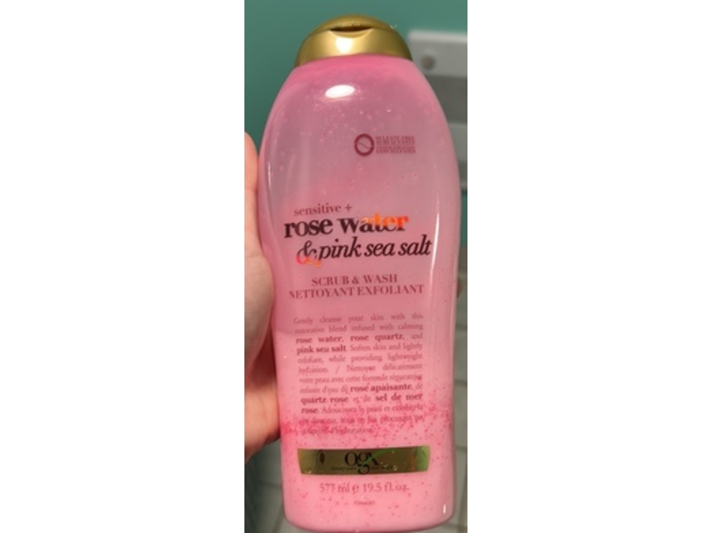 OGX Sensitive+ Body Scrub, Rose Water & Pink Sea Salt, 19.5 fl oz/577 mL