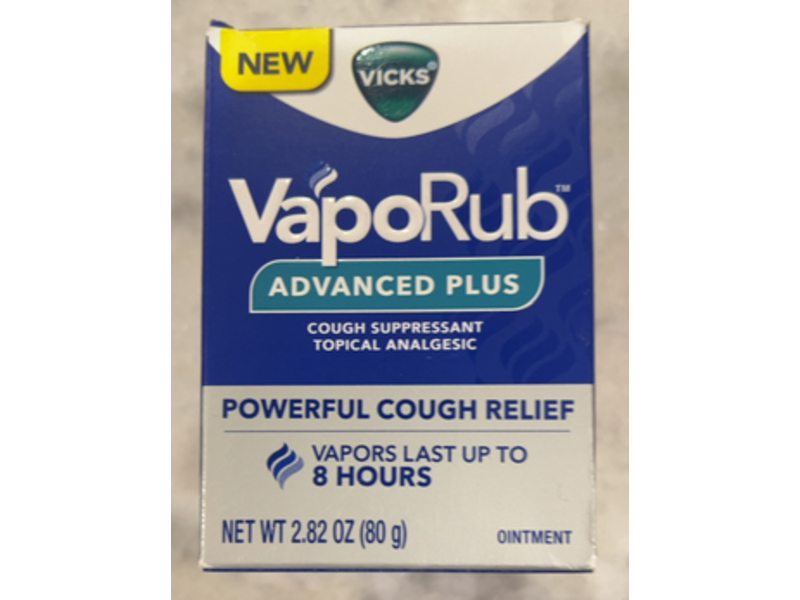 Vicks VapoRub Advanced Plus Powerful Cough Relief Ointment, 2.82 oz/80 g, Pack Of 2
