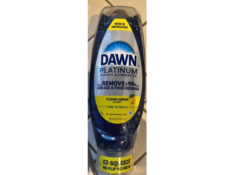 Dawn Platinum Bleach Alternative Ez Squueze Dishwashing Liquid, Clean Lemon, 24 fl oz/709 mL