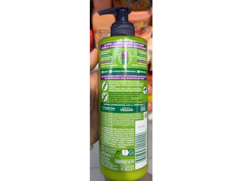 Garnier Fructis Nutri Curls Air-Dry No Rinse Styling Cream, Pistachio Oil, 400 mL