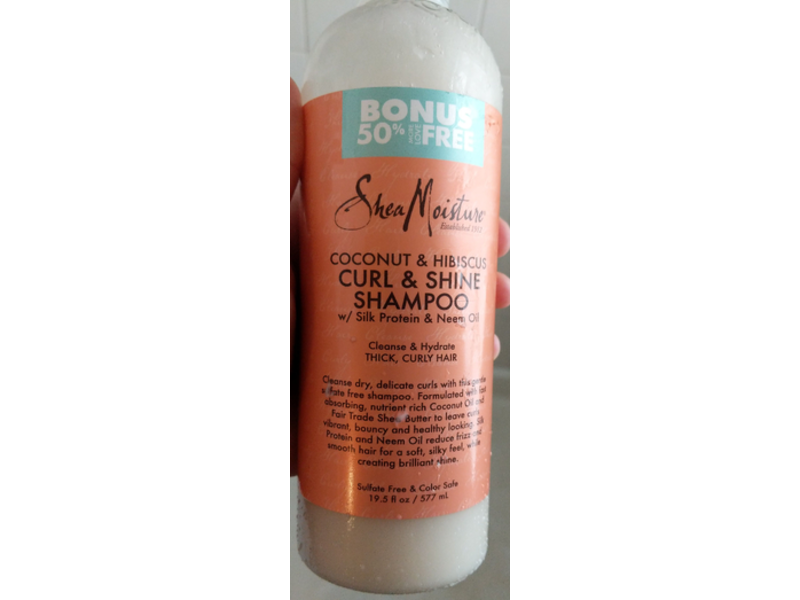 SheaMoisture Curl & Shine Shampoo, Coconut & Hibiscus, 19.5 fl oz/577 mL