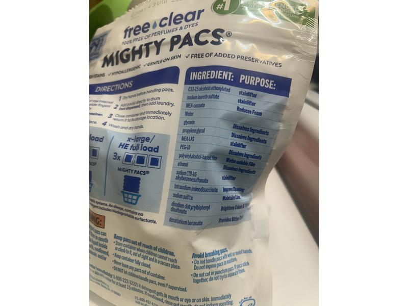 All 4 In 1 The Original Mighty Pacs, Free Clear, 25.5 oz/357 g, 19 Count