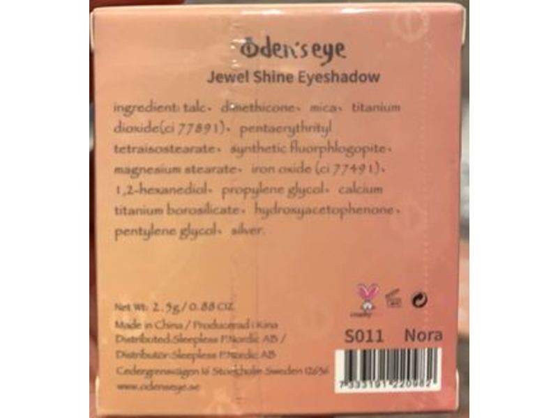 Oden's Eye Jewel Shine Eyeshadow, S011 Nora, 0.88 oz/2.5 g