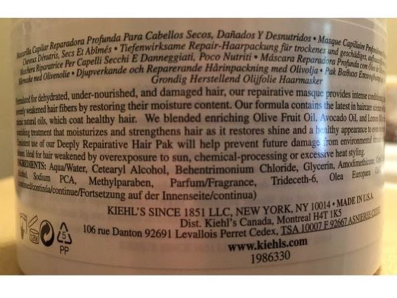 Kiehl's Olive Fruit Oil Deeply Repairative Hair Mask, Olive Fruit & Avocado Oil, 8.4 oz/250 mL