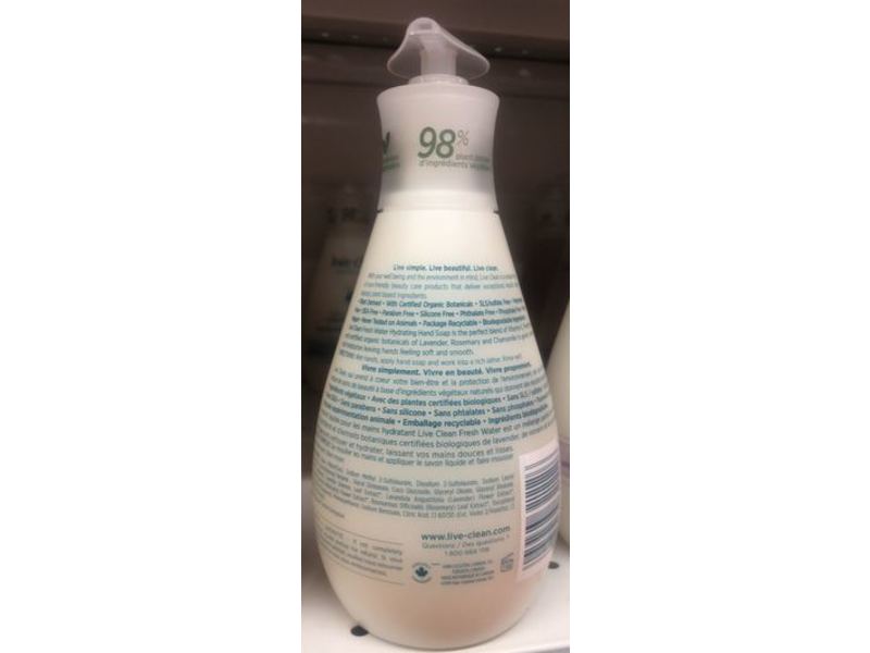 Live Clean Fresh Water Hydrating Liquid Hand Soap, 17 fl oz/500 mL