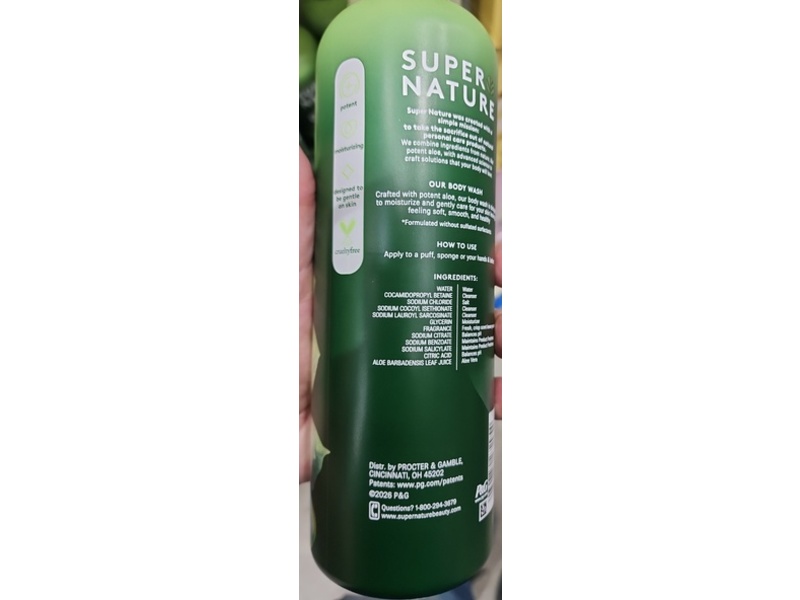 Super Nature Gentle Moisturizing Body Wash, Aloe, 30 fl oz/887 mL