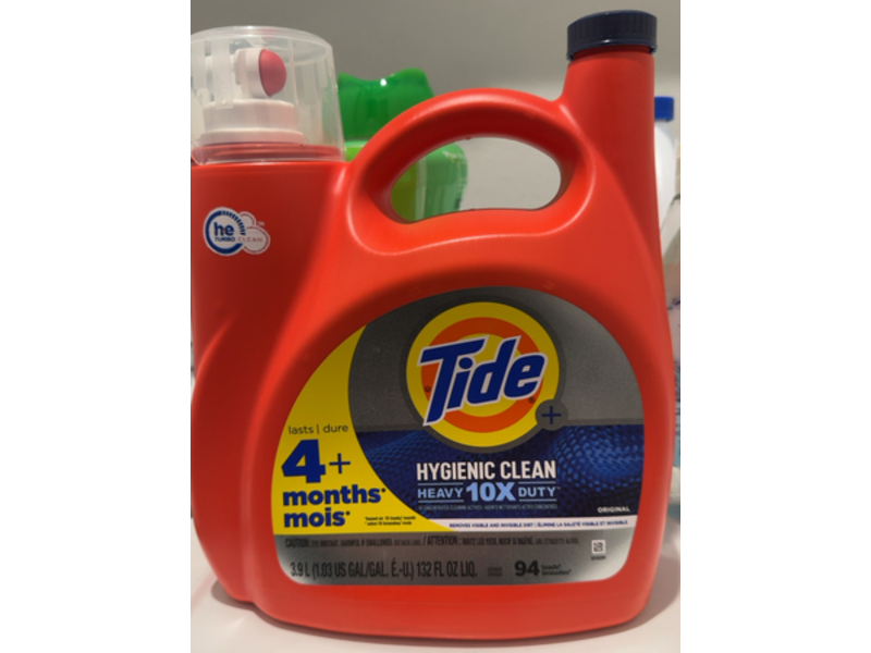 Tide Hygienic Clean Heavy 10x Duty Liquid Laundry Detergent, Original Scent, 94 Loads, 132 fl oz/3.9 L