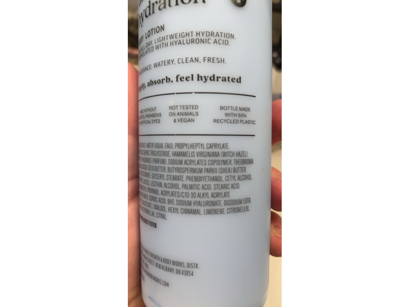 Bath & Body Works Water Ultra Hydration Body Lotion, Hyaluronic Acid, 7.8 fl oz/230 mL