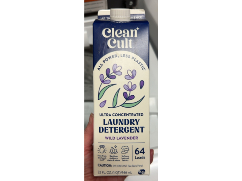 Clean Cult Ultra Concentrated Liquid Laundry Detergent, Wild Lavender, 64 Loads, 32 fl oz/946 mL
