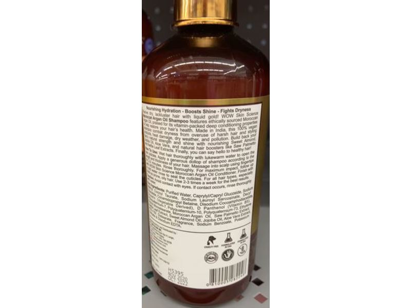 Wow Skin Science Shampoo, Moroccan Argan Oil, 10 fl oz/300 mL