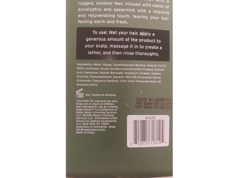 Eddie Bauer 2-In-1 Deep Cleanse Shampoo & Conditioner, Eucalyptus & Mint, 0.32 oz/950 mL