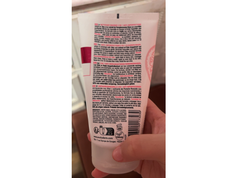 Evoluderm 2 In 1 Cleanser Mask, Pink Grapefruit, 5.07 fl oz/150 mL