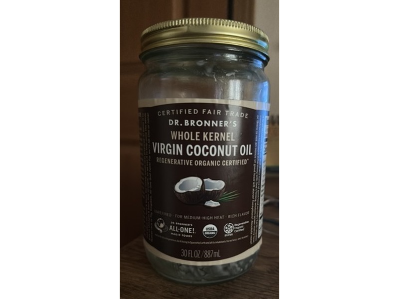 Dr. Bronner's Whole Kernel Vrigin Coconut Oil, 30 fl oz/887 mL