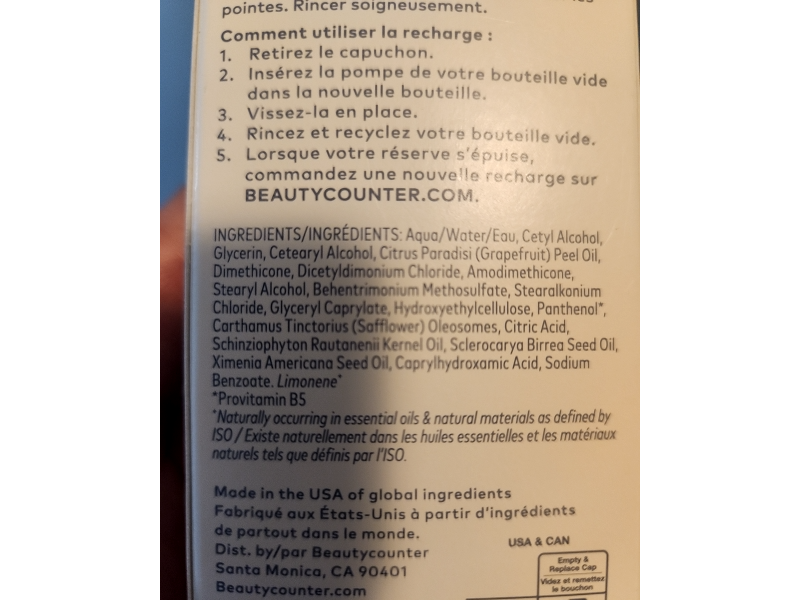 Beauty Counter Daily Conditioner Refill, Bright Grapefruit, 9.29 fl oz/275 mL