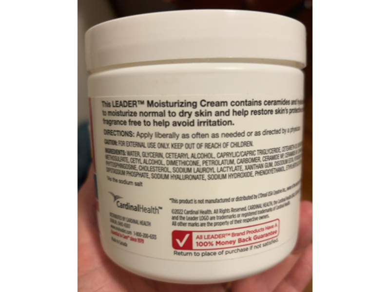 Leader Moisturizing Cream, Ceramides & Hyaluronic Acid, 16 oz/454 g