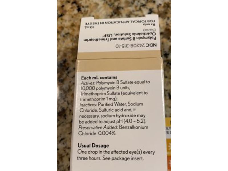Polymyxin B Sulfate and Trimethoprim Ophthalmic Solution, USP, 10 mL, Bausch & Lomb (RX)