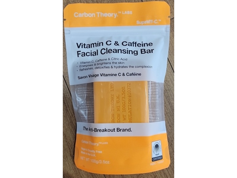 Carbon Theory Facial Cleansing Bar, Vitamin C & Caffeine, 3.5 oz/100 g