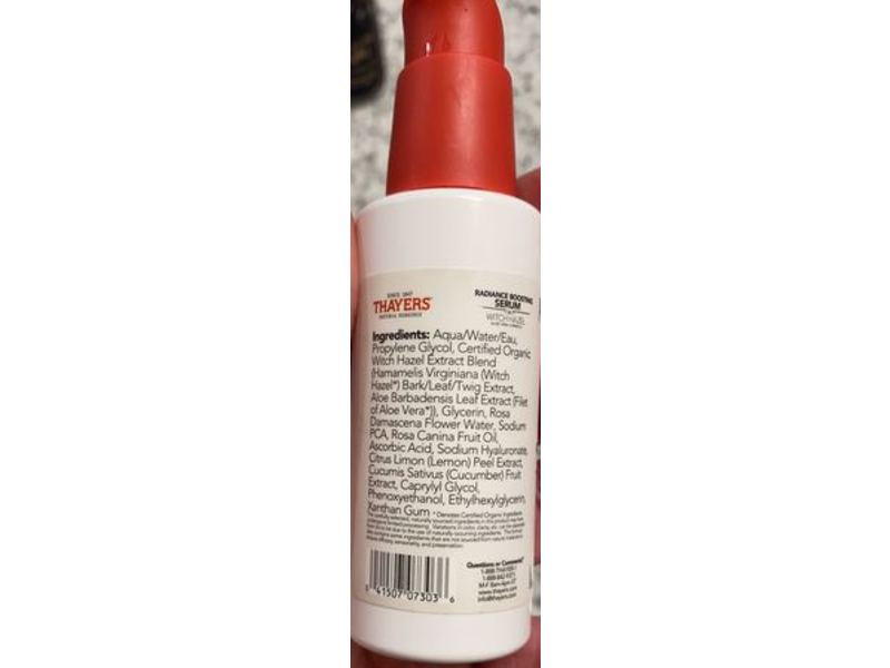 Thayers Radiance Boosting Serum, Rose Petal, 2 fl oz/59 mL