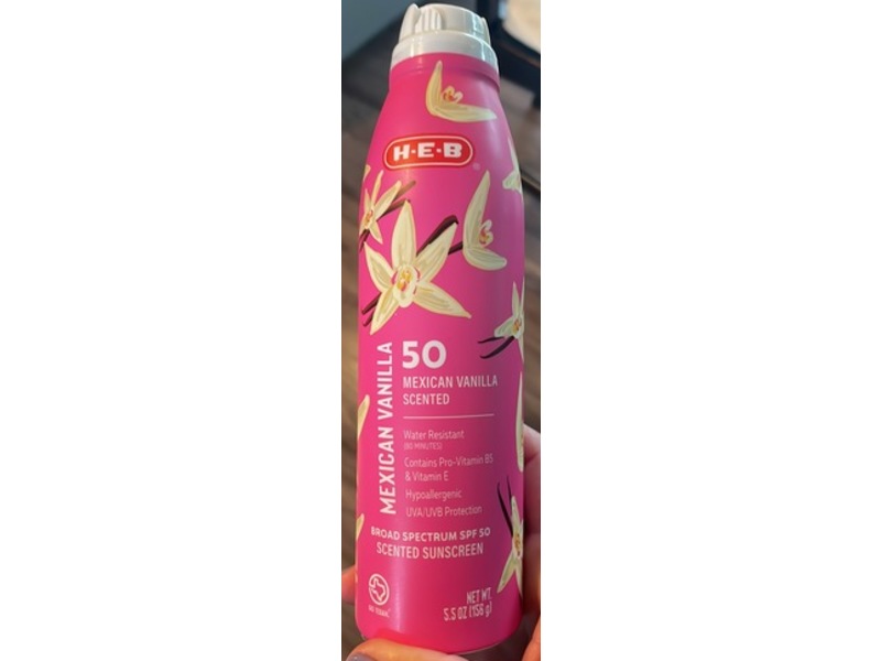 H-E-B Sunscreen Spray, SPF 50, Mexican Vanilla Scented, 5.5 oz/156 g