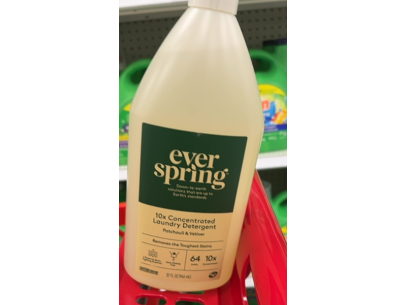 Ever Spring Laundry Detergent, Patchouli & Vetriver, 64 Loads, 32 fl oz/946 mL