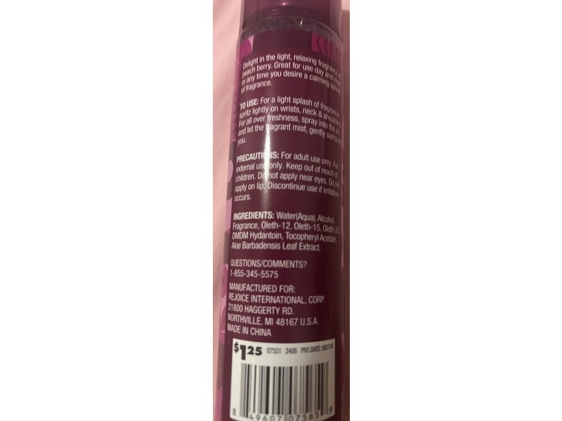 Spa Luxury Refreshing Body Mist, Peach Berry, 7 fl oz/207 mL