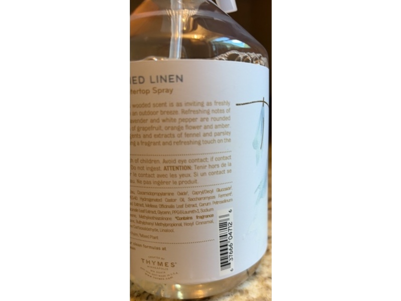 Thymes Countertop Spray, Washed Linen, 16.5 fl oz/488 mL