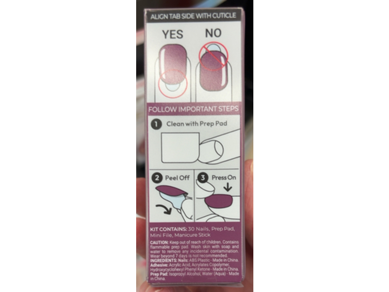 Impress The No Glue Mani Peel & Press Color Nails Kit, Purple, Short & Oval, 30 Count