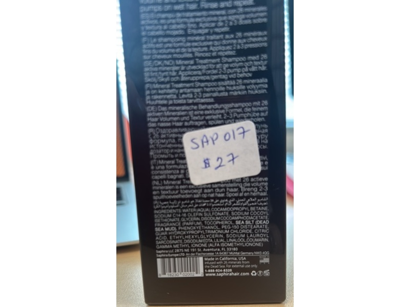 Saphira Volume Boost Mineral Shampoo, 26 Minerals, 8.5 fl oz/250 mL