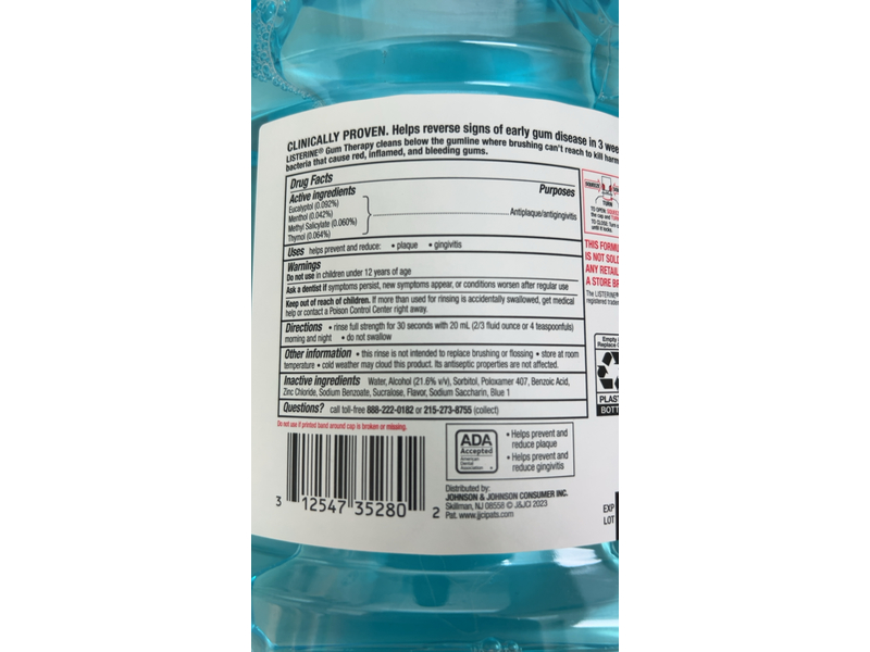 Listerine Gum Therapy Mouthwash, Glacier Mint, 2.7 fl oz/1.5 L