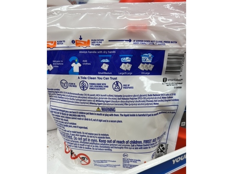 Tide Pods Free & Gentle Laundry Detergent Pacs, Unscented, 15 oz/433 g