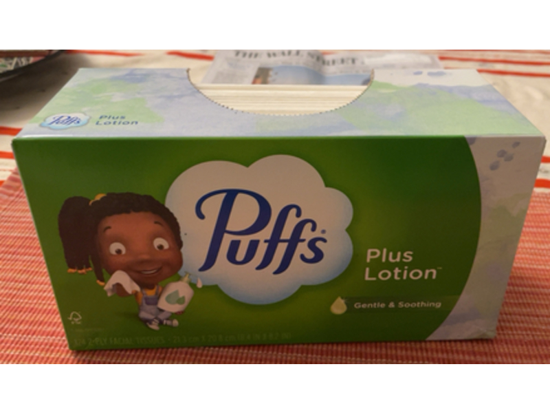 Puffs Gentle & Soothing Facial Tissue, Plus Lotion, 124 Count